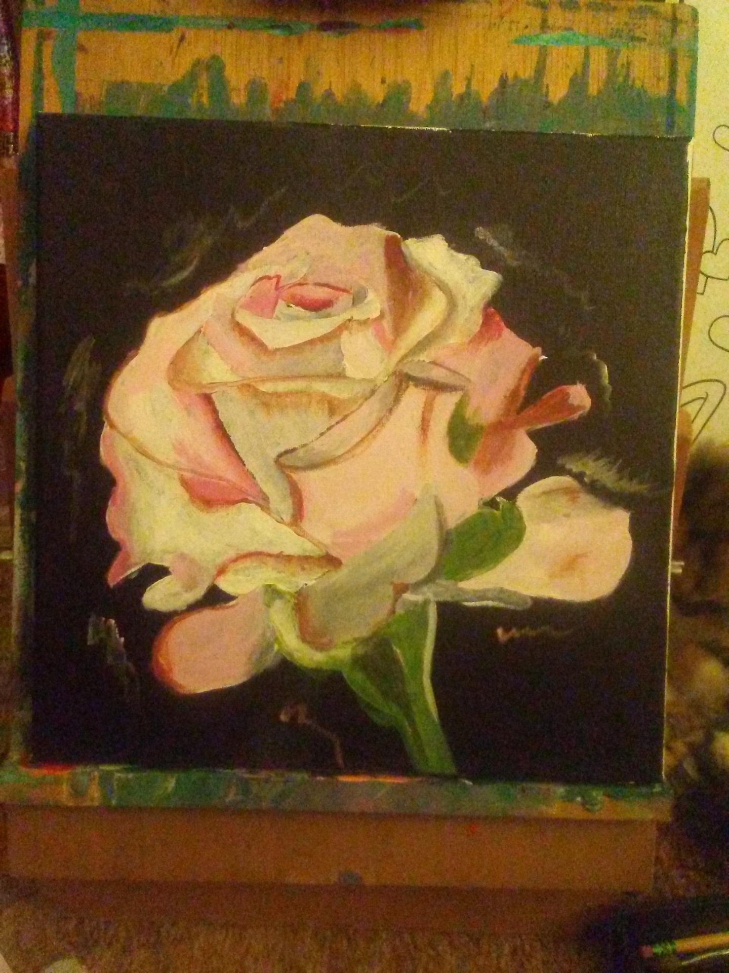 Rose on Black — Oil on canvas by Hannah Joy Smith, 2017